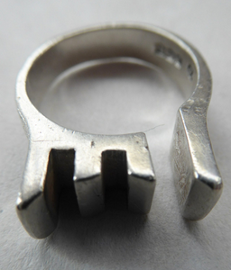 1970s Abstract Silver Ring Signed CD