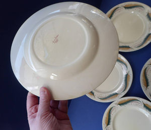 1950s Vintage Susie Cooper Pottery BRACKEN PATTERN Dessert Plates. KESTREL shape. 9 inches