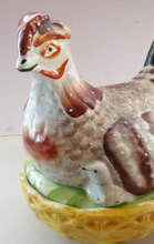 Load image into Gallery viewer, Antique Staffordshire Hen on Nest / Hen on Basket Lidded Dish
