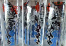 Load image into Gallery viewer, 1960s TUMBLERS. &quot;Royalty&quot; Playing Cards Design by Alexander Hardie-Williamson for Ravenshead Glass. Kings &amp; Queens Slim Jim Drinking Glasses
