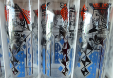 Load image into Gallery viewer, 1960s TUMBLERS. Playing Cards Design by Alexander Hardie-Williamson for Ravenshead Glass. Kings &amp; Queens Slim Jim Drinking Glasses
