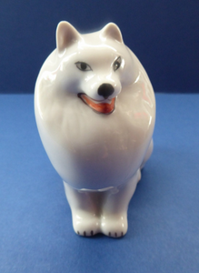 Cute & Rarer Vintage USSR Lomonosov Figurine. Little White Spitz or Samoyed Dog