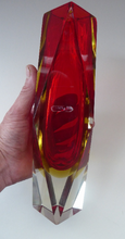 Load image into Gallery viewer, Vintage MURANO Mandruzzato Sommerso Facet Cut Block Vase
