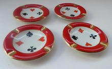 Load image into Gallery viewer, Polish CHODZIEZ Mid-Century Porcelain Ashtrays / Dishes. Four Playing Cards Design for BRIDGE
