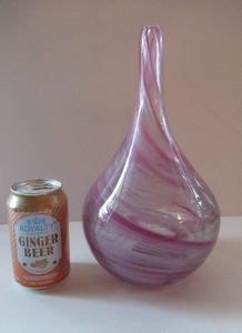 1986 LARGE Vintage Mdina Glass ONION Shape Glass Vase Pink Colour SIGNED. 10 1/2 inches in height