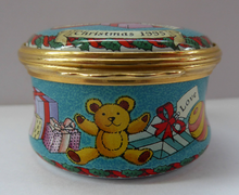 Load image into Gallery viewer, Vintage Halcyon Days Enamels Christmas Box 1995. Bundle of Christmas Presents. Excellent Condition
