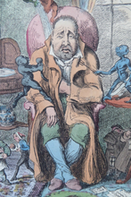 Load image into Gallery viewer, Original GEORGIAN Satirical Print by George Cruikshank (1782 - 1878). Hand-coloured etching entitled Indigestion and dated 1825
