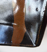 Load image into Gallery viewer, Janet Leach (1918-1997) Small Square Stoneware STUDIO POTTERY Dish with Tenmoku Glaze
