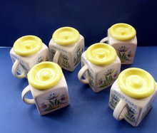 Load image into Gallery viewer, 1950s BRISTOL POTTERY Kitchen Canister or Storage Jar. Vintage Old Delft Tulip Design with Carrying Handle. SULTANAS
