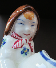 Load image into Gallery viewer, ALUMINIA Royal Copenhagen 1940s Child Welfare Figurine, Signed JUS. Boy Carrying Fish

