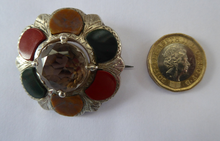 Load image into Gallery viewer, SCOTTISH SILVER: Victorian Agate &amp; Old Silver Brooch with Large Central Citrine Stone
