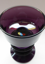 Load image into Gallery viewer, Stylish 1970s SHERINGHAM WEDGWOOD GLASS Purple Candlestick by Stennett-Wilson. 5 inches High
