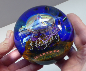 LIMITED EDITION Scottish Caithness Glass Paperweight: MILLENNIUM Voyager by Colin Terris; 2000