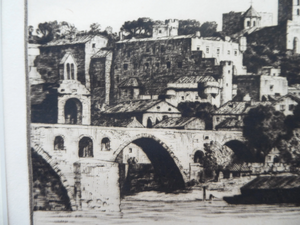 Stanley Anderson Drypoint Etching Avignon from the Rhone 1920s