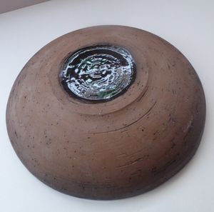  Vintage 1960s STUDIO POTTERY Shallow Pottery Bowl; Possibly Scandinavian. Signed HS / 1963