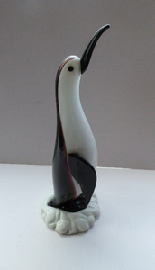 Large Vintage MURANO Glass Penguin Standing on a Block of Ice. Height 12 inches