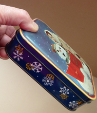 Load image into Gallery viewer, Cute Little Vintage 1960s SNOWMAN CAROL SINGING Christmas Waller &amp; Hartley Toffee Tin
