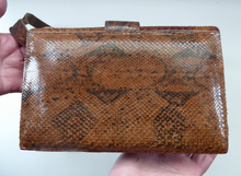 Load image into Gallery viewer, Fine Vintage Snakeskin Shoulder Bag. With long strap &amp; interesting flap closure. Clean with no Damages
