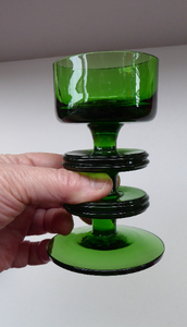 Stylish 1970s SHERINGHAM WEDGWOOD GLASS Green Candlestick by Stennett-Wilson. 5 inches High