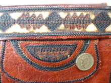 Load image into Gallery viewer, Vintage Purse or Little Clutch Bag. 1930s Art Deco Egyptian Tooled Leather Wallet
