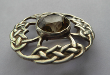 Load image into Gallery viewer, SCOTTISH SILVER Brooch. Stylish 1970s James Coull Design with Small Central Citrine. EDINBURGH Hallmark
