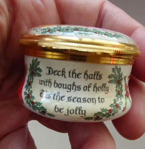1987 Halycon Days Enamels Christmas Box. Medieval Dancers. Excellent Vintage Condition