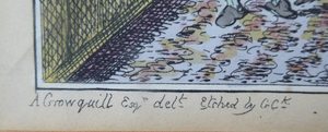 Original GEORGIAN Satirical Print by George Cruikshank (1782 - 1878). Hand-coloured etching entitled Indigestion and dated 1825