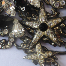 Load image into Gallery viewer, DESIGNER JEWELLERY. 1980s Vintage FLOTTY Bijoux Necklace - with oodles of diamante and cut black glass stones

