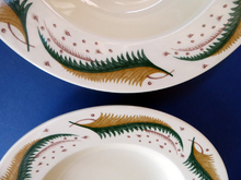 Load image into Gallery viewer, 1950s Vintage Susie Cooper Pottery BRACKEN PATTERN Shallow Soup Bowls. KESTREL shape. 8 inches
