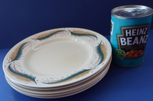 Load image into Gallery viewer, 1950s Vintage Susie Cooper Pottery BRACKEN PATTERN Dessert Plates. KESTREL shape. 9 inches
