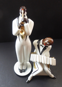 Very Rare ROBJ Collection ART DECO French Jazz Band Accordionist Figurine; c 1928