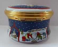 Load image into Gallery viewer, Vintage Halcyon Days Enamels Christmas Box 1993. Medieval Carol Singers. Excellent Condition
