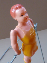 Load image into Gallery viewer, 1950s Vintage USSR / Russian Child&#39;s Mechanical Toy. A Celluloid Gymnast. WORKING; and with Original Box
