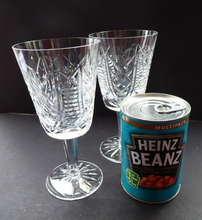 Load image into Gallery viewer, Large PAIR Waterford Crystal GOBLETS: CLARE Pattern. Largest Size Vintage Water / Wine Glasses
