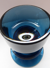 Load image into Gallery viewer, Stylish 1970s SHERINGHAM WEDGWOOD GLASS Set of Two Blue Candlesticks by Stennett-Wilson. 3 1/2 inches High
