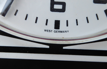 Load image into Gallery viewer, Vintage 1970s ANSTEY &amp; WILSON Abstract Black and White Wall Clock. Good Vintage Condition. Battery Operated
