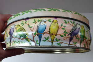 Peek Freans Round Biscuit Tin with Budgie Design