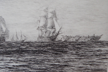 Load image into Gallery viewer, ORIGINAL ETCHING: William Lionel Wyllie (1851 – 1931) Battle of Trafalgar; c 1920. Pencil Signed
