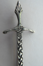 Load image into Gallery viewer, 1950s SCOTTISH SILVER BROOCH. Simple Vintage Lapel Brooch in the Shape of a Sword. Designed Robert Allison 1957
