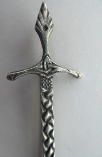 1950s SCOTTISH SILVER BROOCH. Simple Vintage Lapel Brooch in the Shape of a Sword. Designed Robert Allison 1957