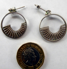 Load image into Gallery viewer, Early Scottish ORTAK Silver Earrings by MALCOLM GRAY for Silvercraft. Original Box. Hallmarked 1975
