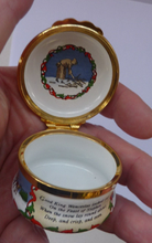 Load image into Gallery viewer, 1990 Halcyon Days Enamels Christmas Box. Good King Wenceslas. Excellent Vintage Condition
