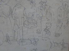 Load image into Gallery viewer, 19th Century Pencil Drawing by Wolfgang Adam TOEPFFER (1766 - 1847) Switzerland. Sheet of Figure Studies
