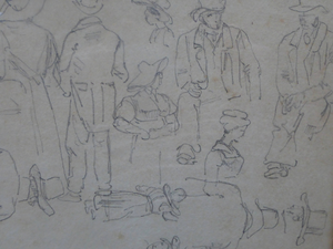 19th Century Pencil Drawing by Wolfgang Adam TOEPFFER (1766 - 1847) Switzerland. Sheet of Figure Studies