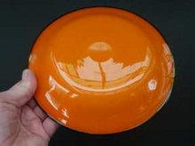 Load image into Gallery viewer, POWOLNY. Four LOETZ TANGO Glass Art Deco Fruit Plates: with Black Trailed Glass Rim c 1920s
