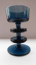 Load image into Gallery viewer, Stylish 1970s SHERINGHAM WEDGWOOD GLASS Blue Candlestick by Stennett-Wilson. 5 inches High
