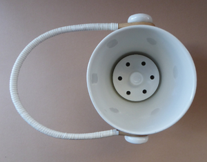 1950s Ceramica Di Milano ICE PAIL with Handle. Very Rare - with decoration showing a stylish couple drinking cocktails