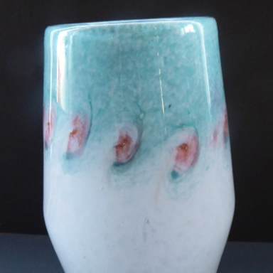 SCOTTISH GLASS: Vintage 1950s VASART Glass Vase. Etched signature to base