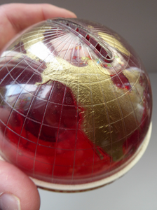 Original 1960s Issue Money Bank in the Form of a World Globe. Made in Finland for JERSEY Savings Bank
