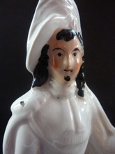 Load image into Gallery viewer, SAMPSON SMITH. LARGE Antique 1880s Victorian STAFFORDSHIRE Figurine. King Charles I on Horseback Carrying a Scroll
